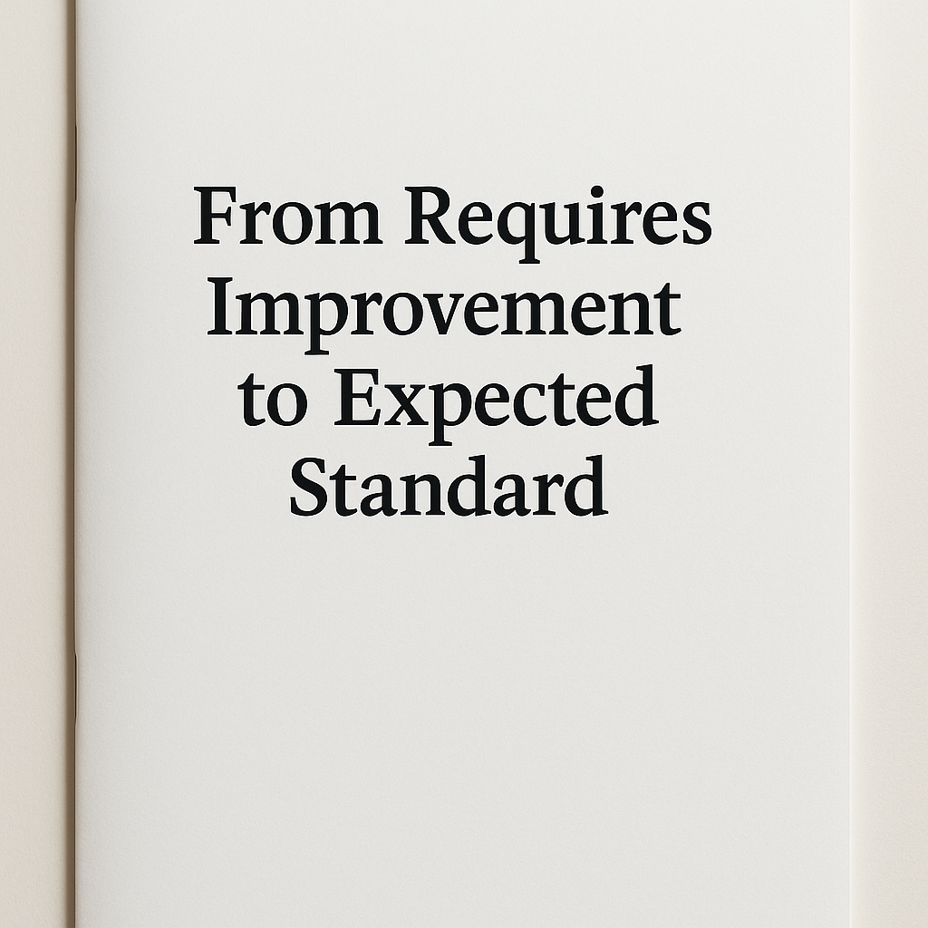 A document with the title From Requires Improvement to Expected Standard
