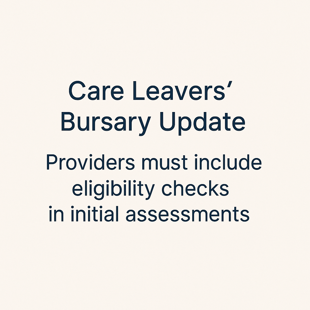 Care Leavers Bursary Update